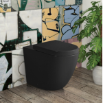 Koko-Gloss Black Wall Faced Rimless Toilet Pan Only